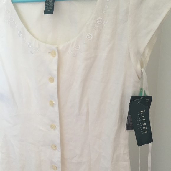 VTG 128$ Lauren Ralph Lauren Dress White Linen 10P - Picture 5 of 8